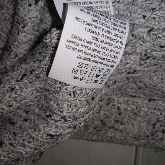 American Eagle Gray Speckled Pattern Open Cardigan Sweater Large - Picture 9 of 10